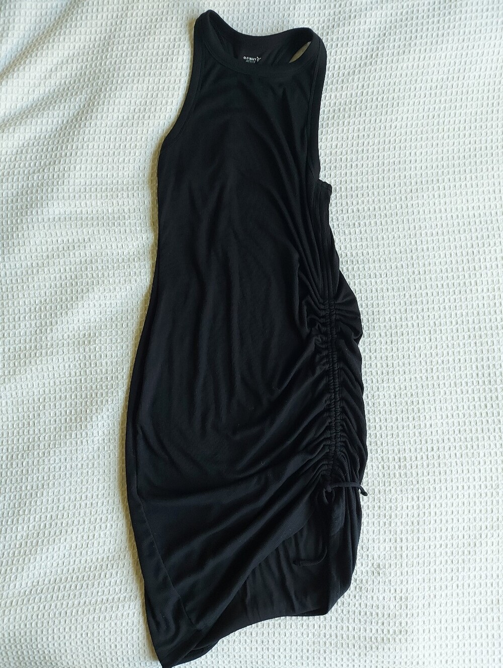 Black Ruched Side Racerback Tank Dress